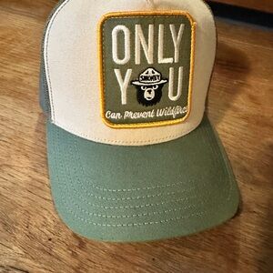 Smokey Bear “Only You” Olive and Cream Trucker Hat. Never Worn.